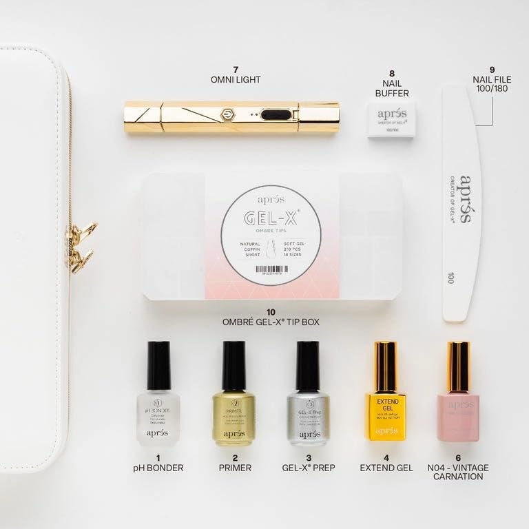 APRS Apres Ombre Gel-X® Nail Extension Kit, 14 sizes 00-9, Premium Quality, Professional Nail Tips Starter Kit (Sculpted Coffin Long) - Image 5